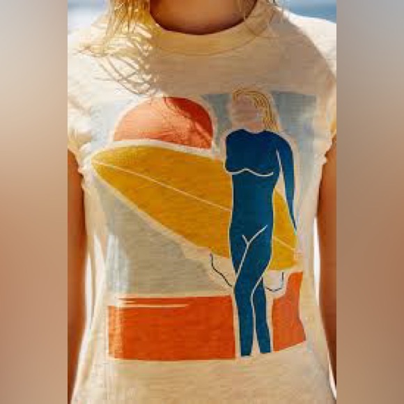 NWOT Free People X Girl Dangerous Surfer Girl Graphic Moto Tee Tank | Small - Picture 5 of 7